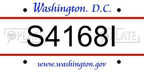 S4168I District Of Columbia License Plate