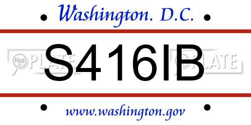 S416IB District Of Columbia License Plate