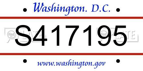 S417195 District Of Columbia License Plate