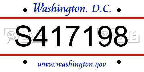 S417198 District Of Columbia License Plate