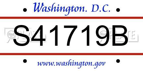 S41719B District Of Columbia License Plate