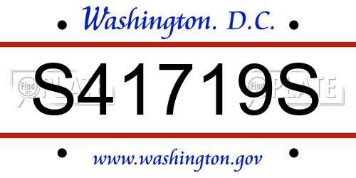 S41719S District Of Columbia License Plate