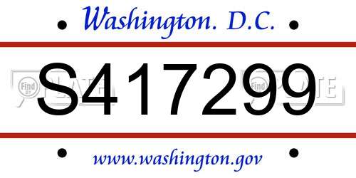 S417299 District Of Columbia License Plate