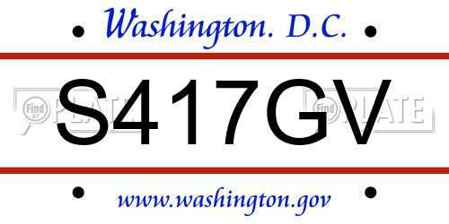 S417GV District Of Columbia License Plate