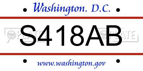 S418AB District Of Columbia License Plate