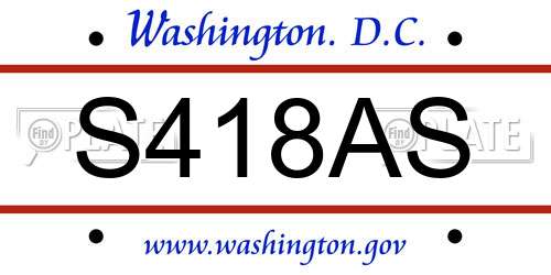S418AS District Of Columbia License Plate