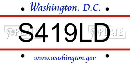 S419LD District Of Columbia License Plate