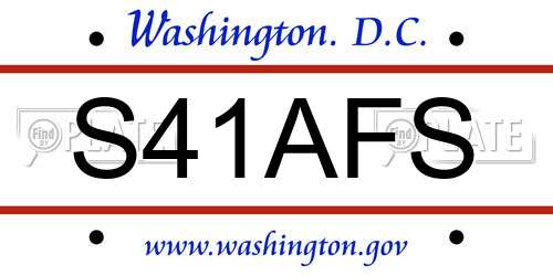 S41AFS District Of Columbia License Plate