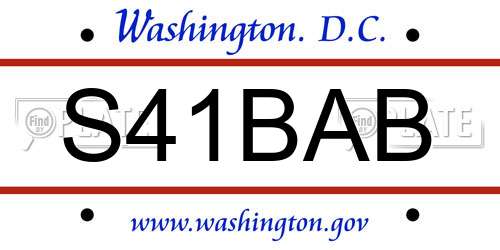S41BAB District Of Columbia License Plate