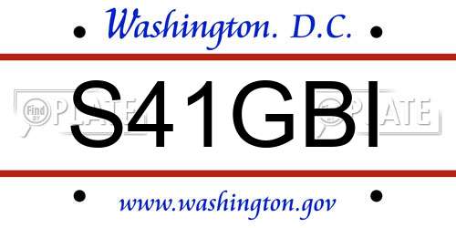S41GBI District Of Columbia License Plate