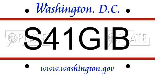 S41GIB District Of Columbia License Plate
