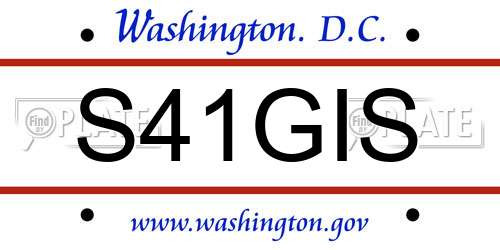 S41GIS District Of Columbia License Plate