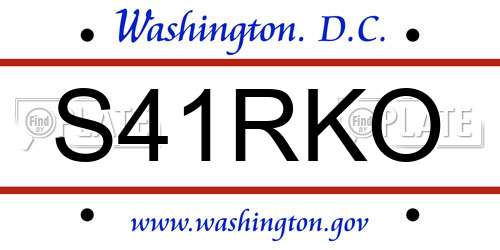 S41RKO District Of Columbia License Plate