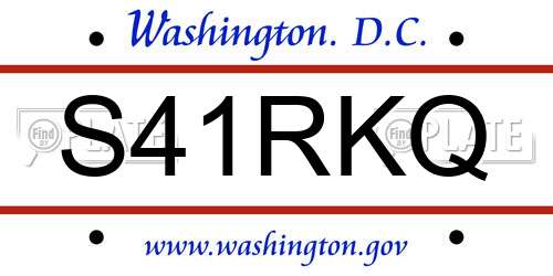 S41RKQ District Of Columbia License Plate