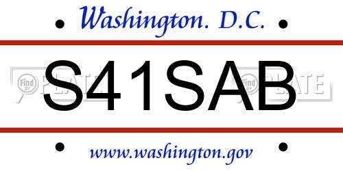 S41SAB District Of Columbia License Plate