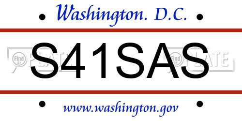 S41SAS District Of Columbia License Plate