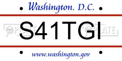 S41TGI District Of Columbia License Plate