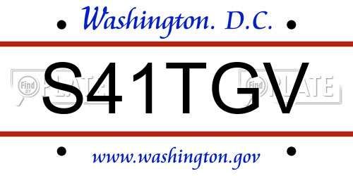 S41TGV District Of Columbia License Plate
