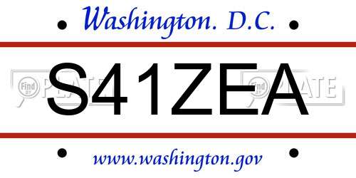 S41ZEA District Of Columbia License Plate