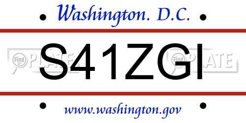 S41ZGI District Of Columbia License Plate