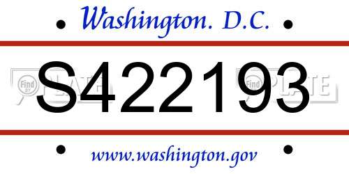 S422193 District Of Columbia License Plate