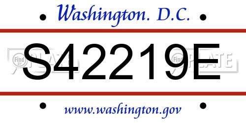 S42219E District Of Columbia License Plate