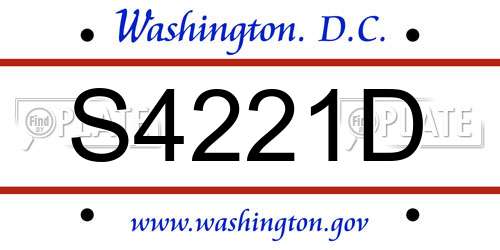 S4221D District Of Columbia License Plate