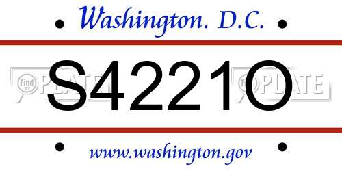 S4221O District Of Columbia License Plate