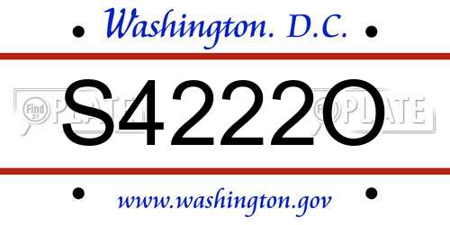 S4222O District Of Columbia License Plate