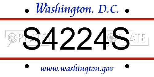 S4224S District Of Columbia License Plate