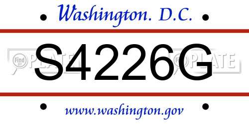 S4226G District Of Columbia License Plate