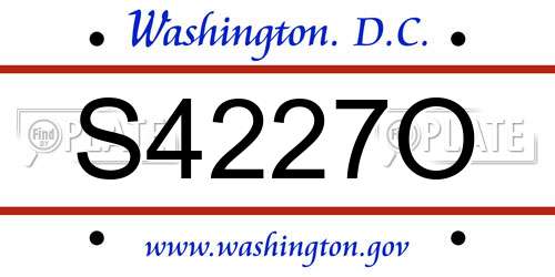 S4227O District Of Columbia License Plate