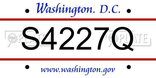 S4227Q District Of Columbia License Plate