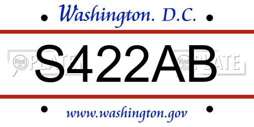 S422AB District Of Columbia License Plate