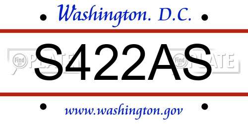 S422AS District Of Columbia License Plate