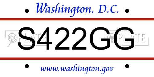 S422GG District Of Columbia License Plate