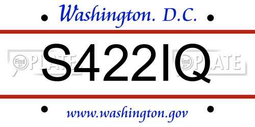 S422IQ District Of Columbia License Plate