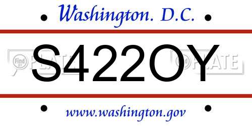 S422OY District Of Columbia License Plate
