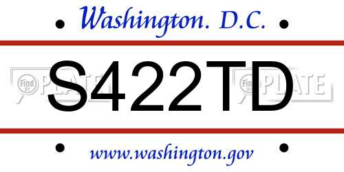 S422TD District Of Columbia License Plate