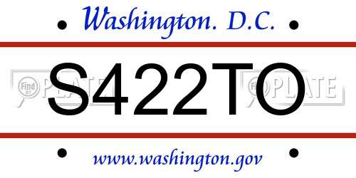 S422TO District Of Columbia License Plate