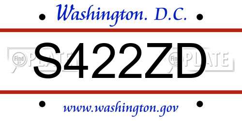 S422ZD District Of Columbia License Plate