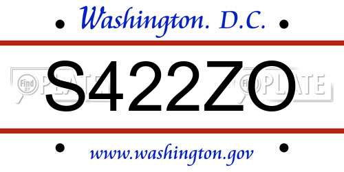 S422ZO District Of Columbia License Plate