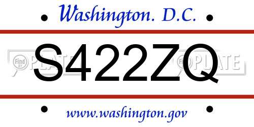 S422ZQ District Of Columbia License Plate