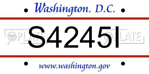 S4245I District Of Columbia License Plate