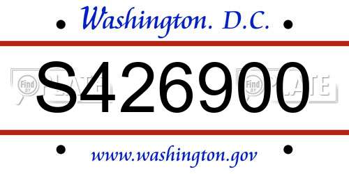 S426900 District Of Columbia License Plate
