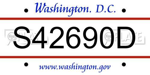 S42690D District Of Columbia License Plate