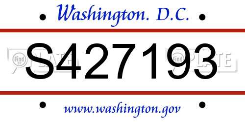 S427193 District Of Columbia License Plate