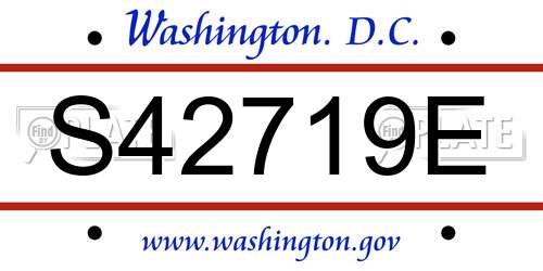 S42719E District Of Columbia License Plate