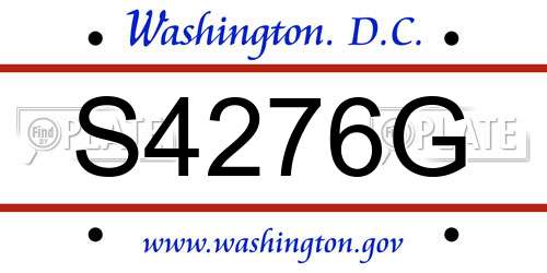 S4276G District Of Columbia License Plate