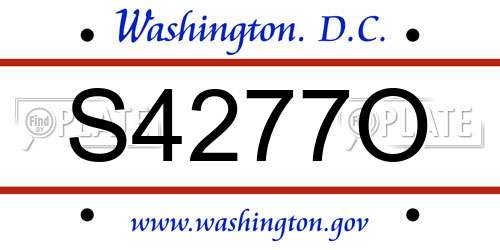 S4277O District Of Columbia License Plate